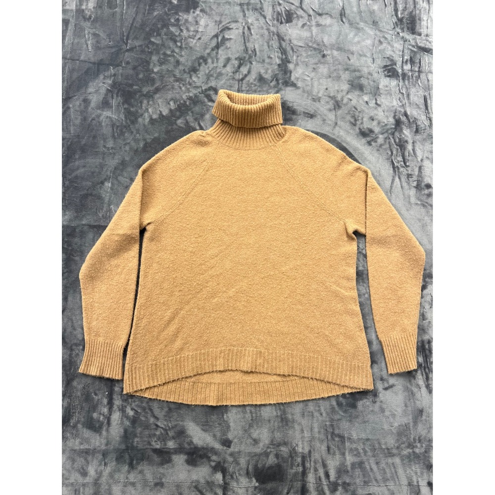 J.Crew Turtleneck Sweater Womens Large Camel Tan Wool Alpaca Blend Knit Relaxed